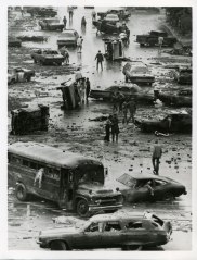 This promotional photo shows how the filmmakers transformed the real-life Lawrence, Kansas.